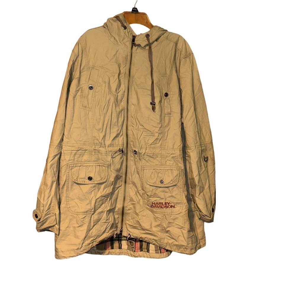 WOMEN Harley Davidson beige coat plaid lining jacket plus size 3X